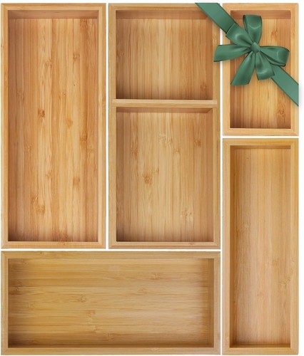 Bamboo drawer organizer set - bamboo,